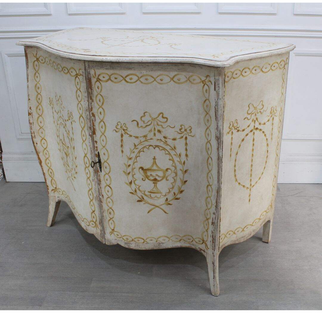 Bombe shaped cabinet with handpainting