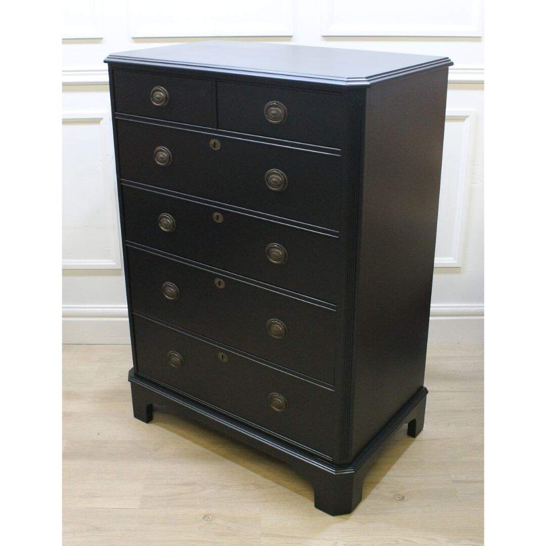 Handsome black highboy dresser