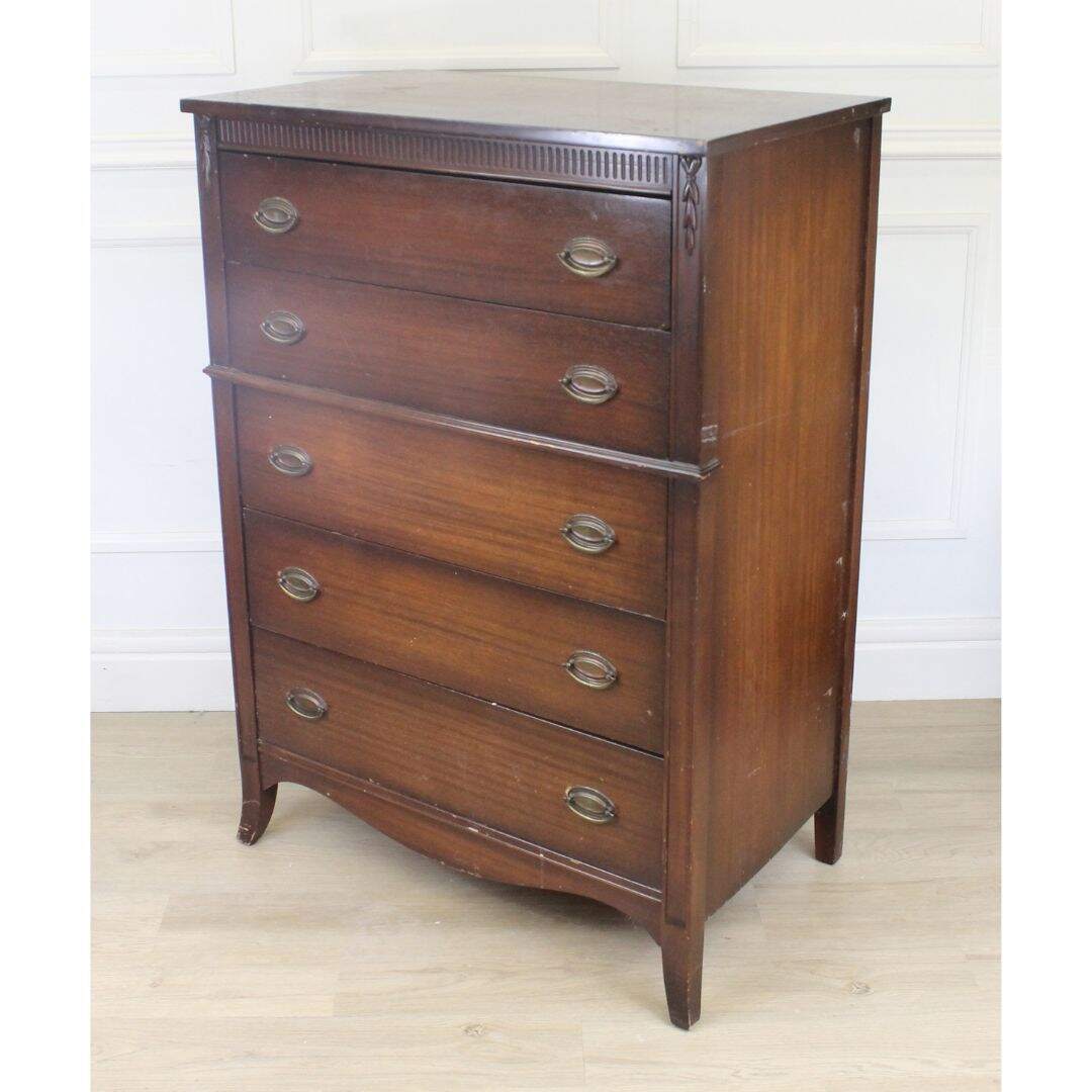 Highboy with mahogany veneer, unpainted