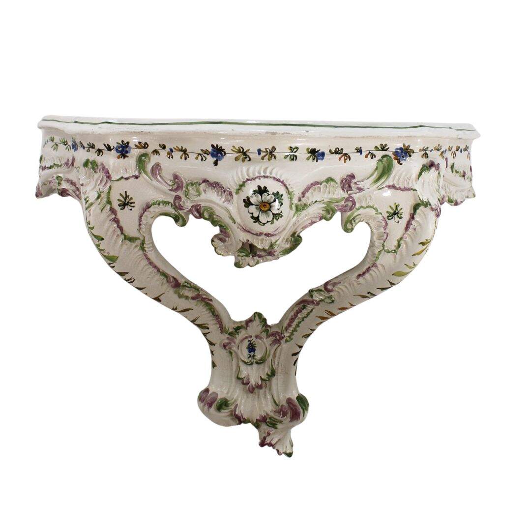 Italian hand painted ceramic wall shelf