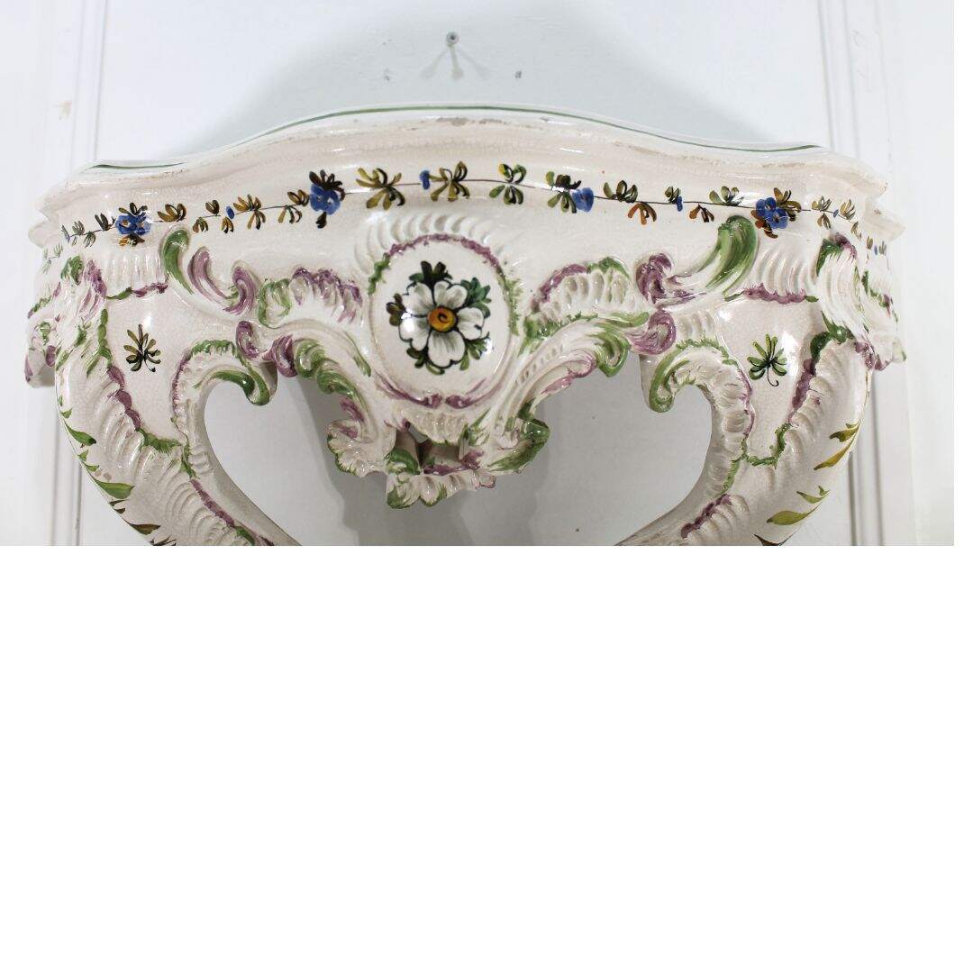 Italian hand painted ceramic wall shelf