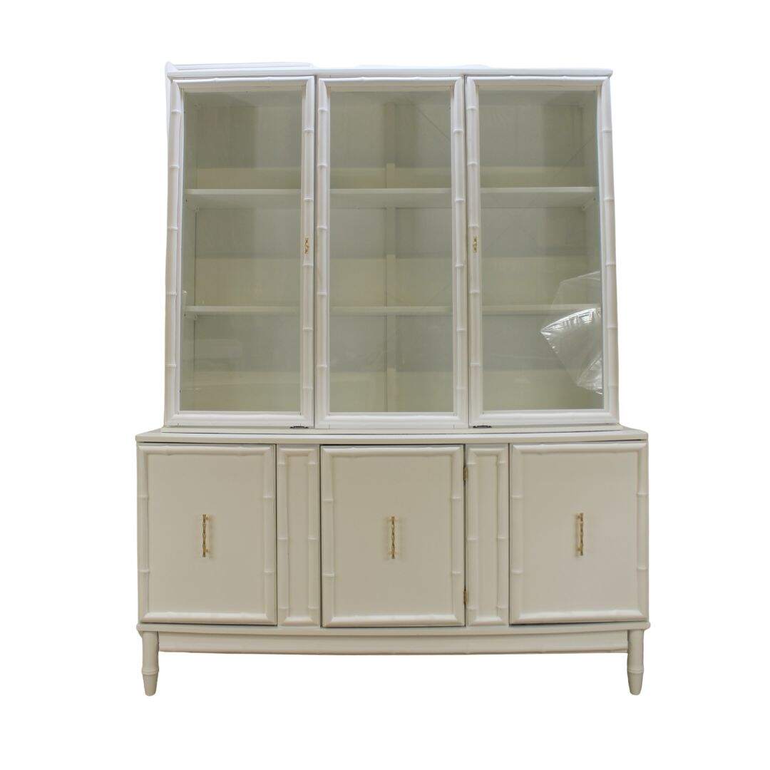 Large faux bamboo china cabinet