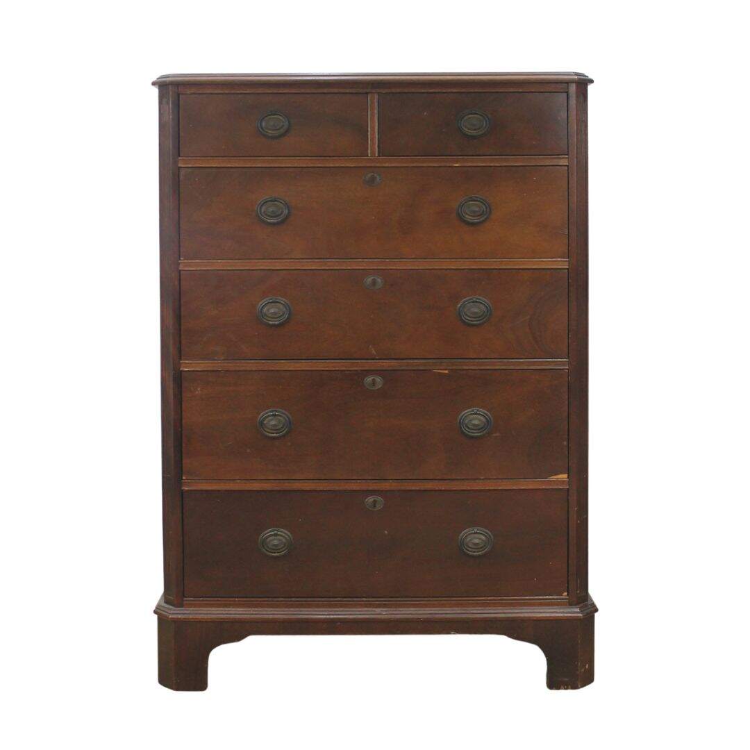 Handsone mahogany veneer highboy dresser, unpainted