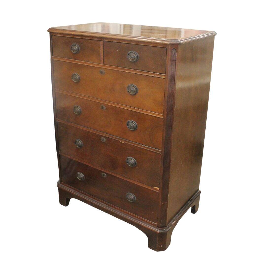 Handsone mahogany veneer highboy dresser, unpainted