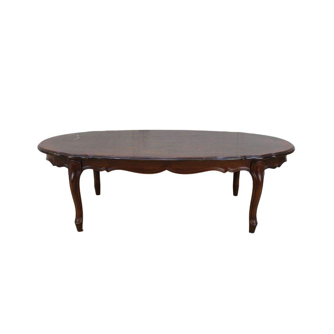 oval French provincial coffee table, unpainted