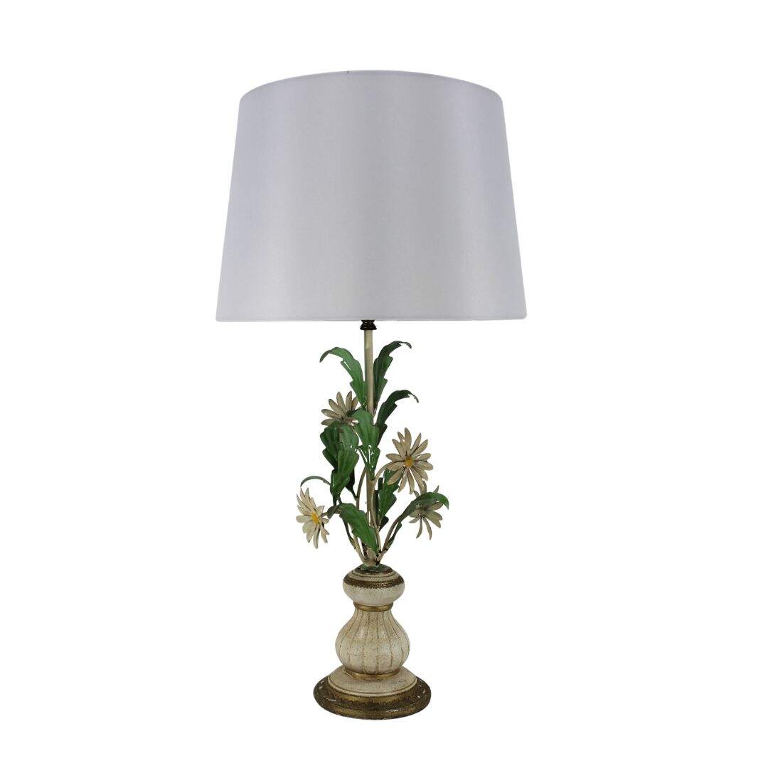 Florentine tole lamp with daisies