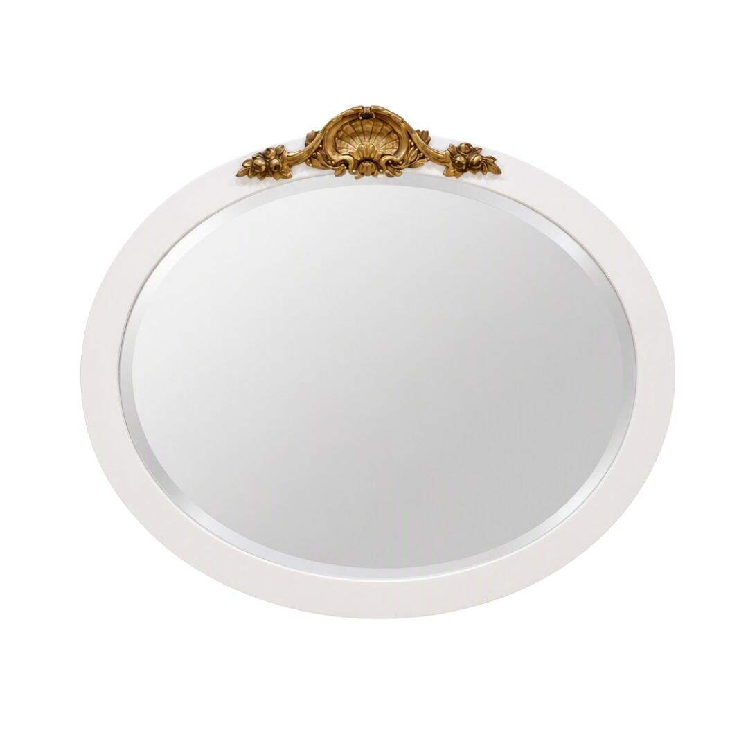 Oval mirror with gold metal crest