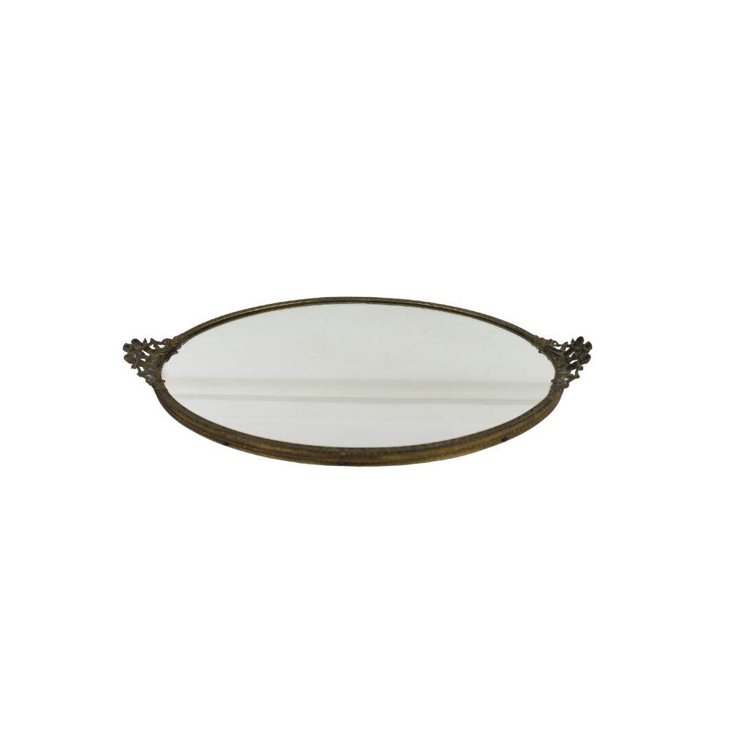 oval vanity tray with gold rim