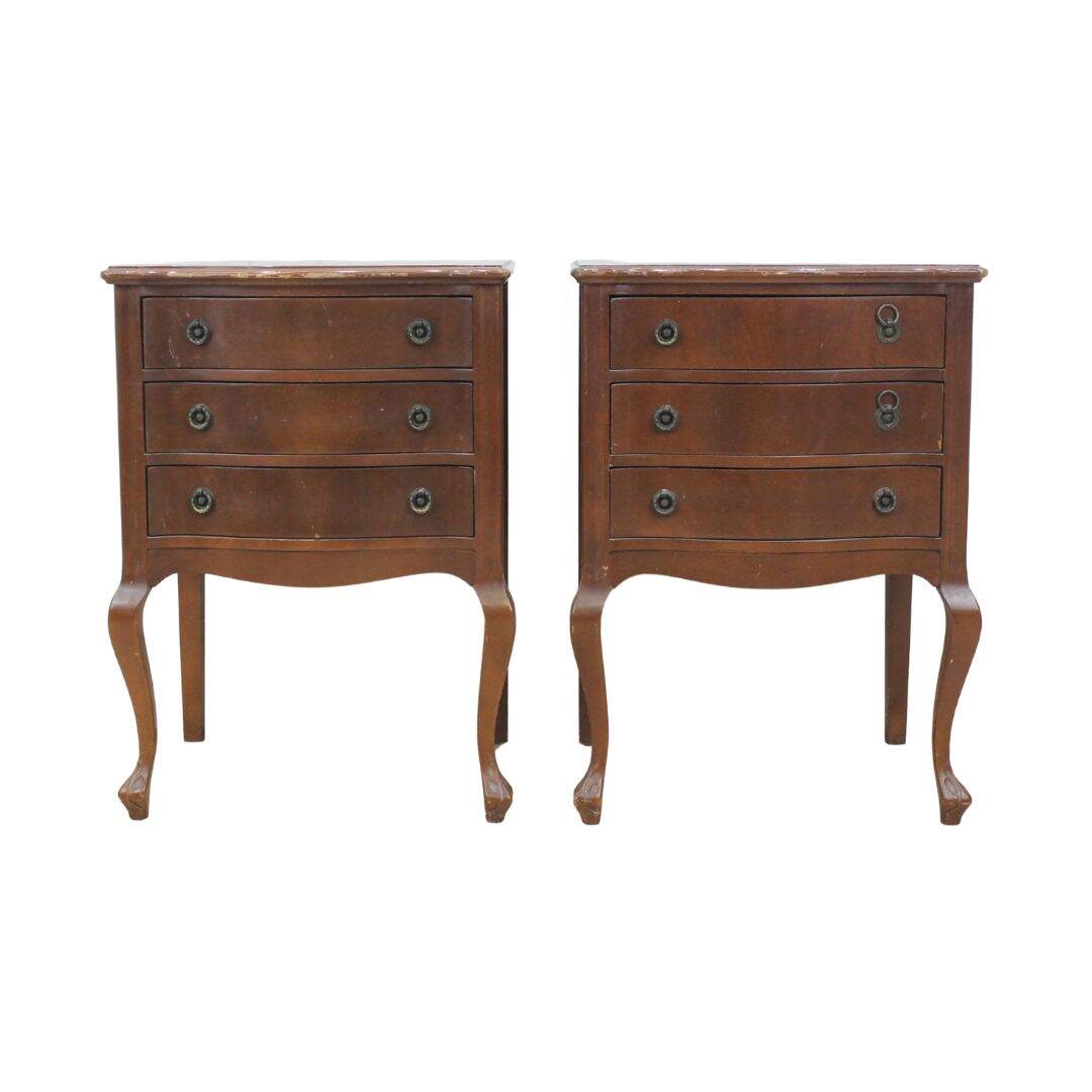 Pair of 3 drawer night tables, unpainted