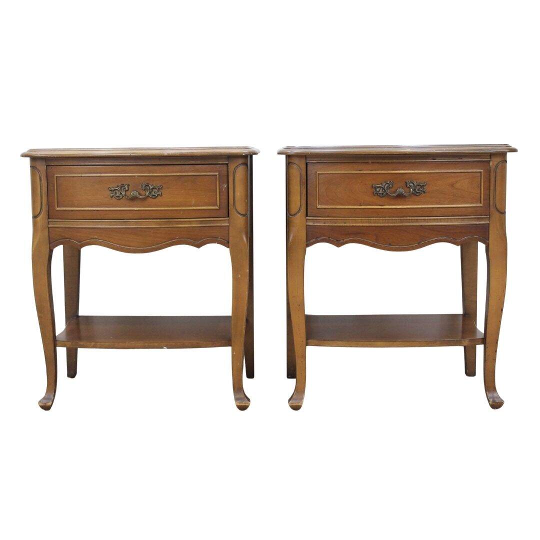 Pair of French provincial nightstands, unpainted