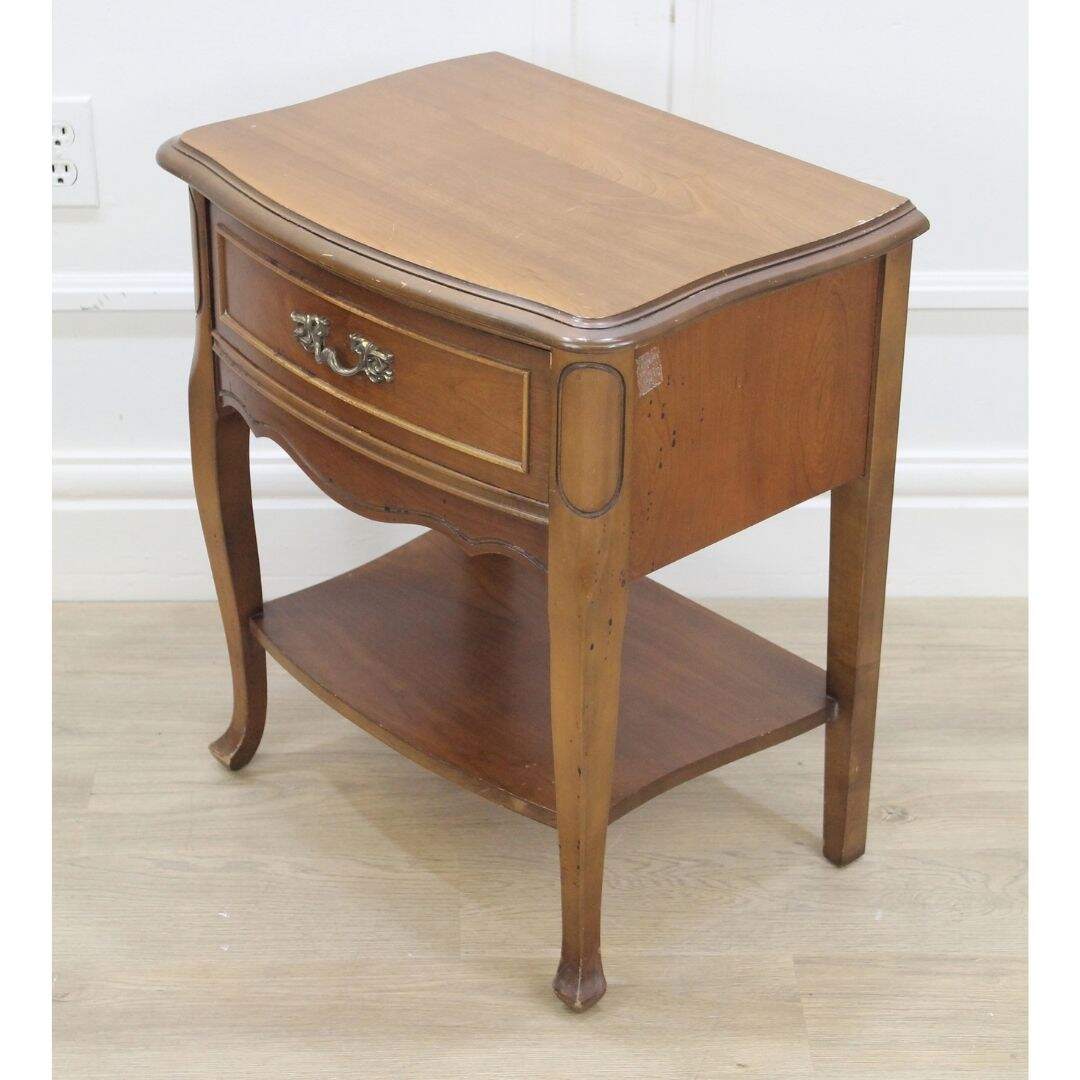 Pair of French provincial nightstands, unpainted