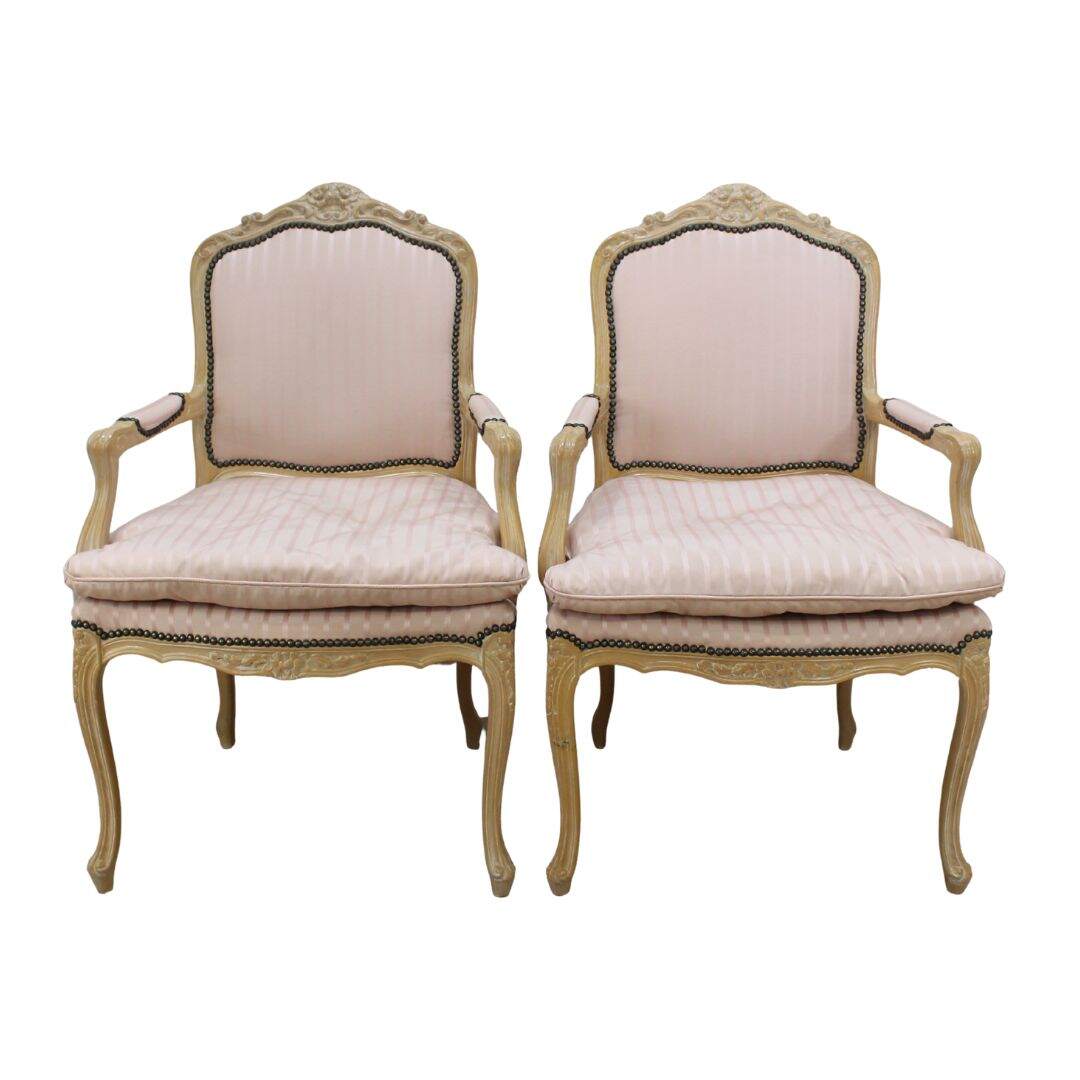 Pair bergere chairs, unfinished