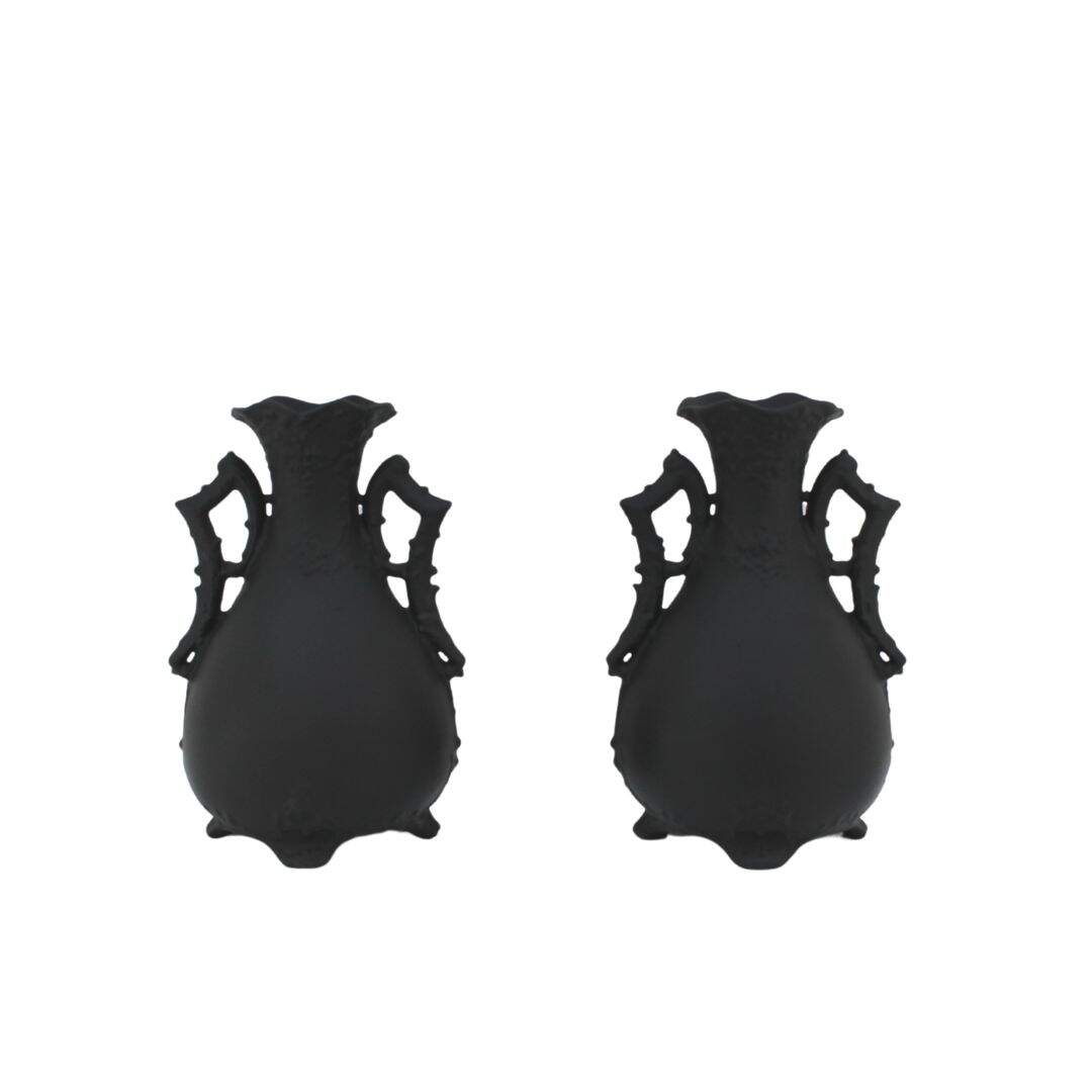 Ornate black vases