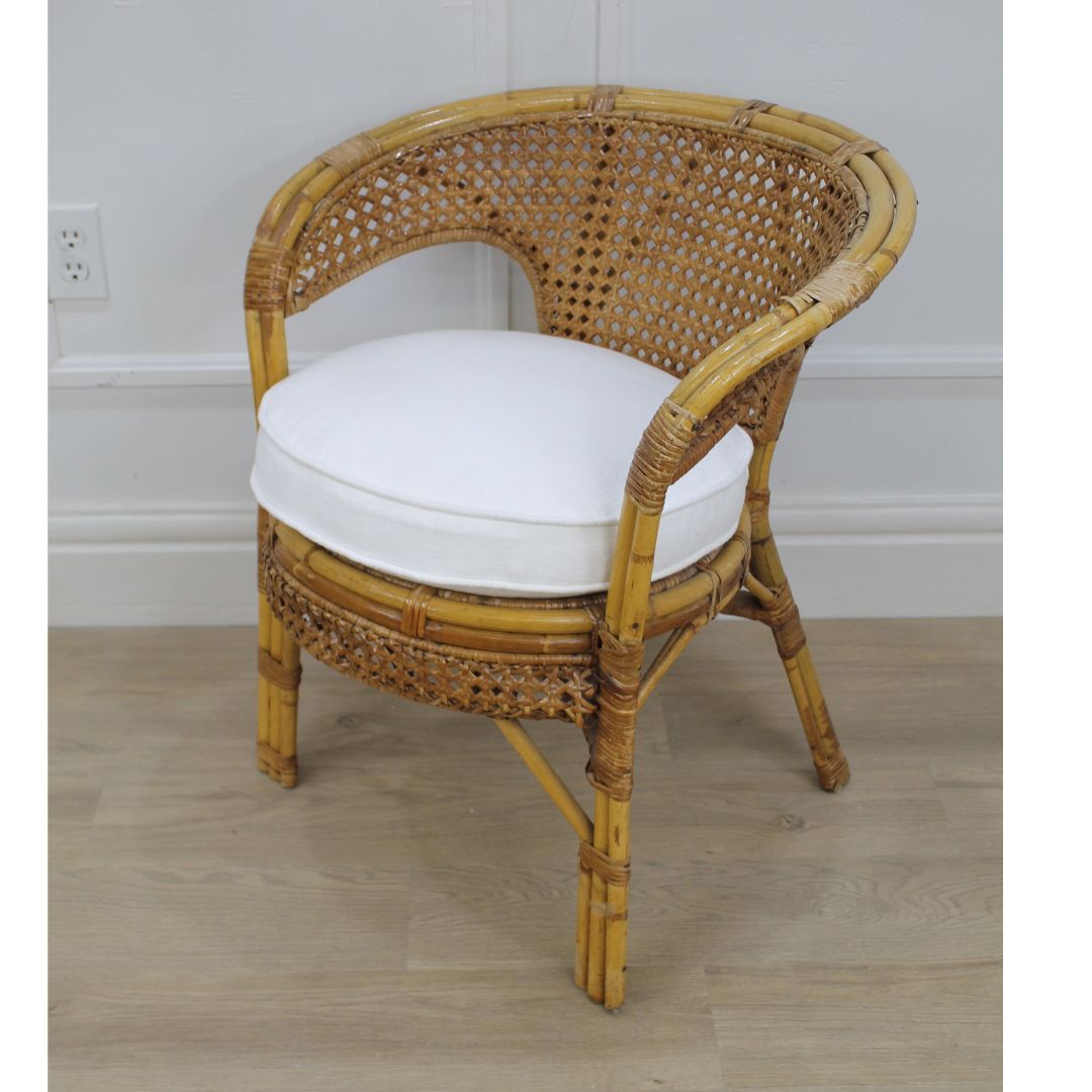 Pair of caned rattan tub chairs