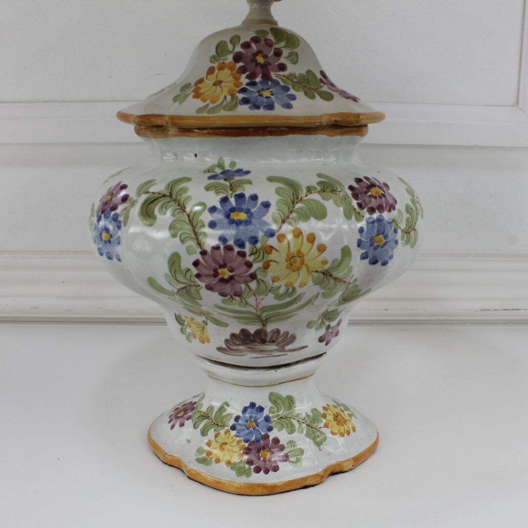 pair of ceramic hand painted french country table lamps