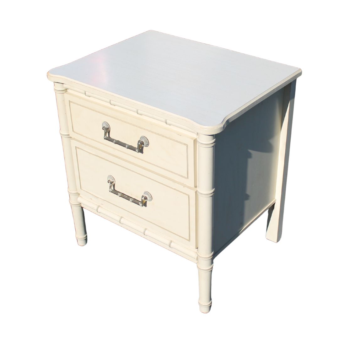 Pair of faux bamboo night tables, unfinished