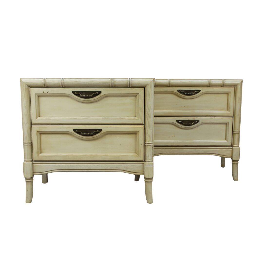 Pair of faux bamboo night tables, unpainted
