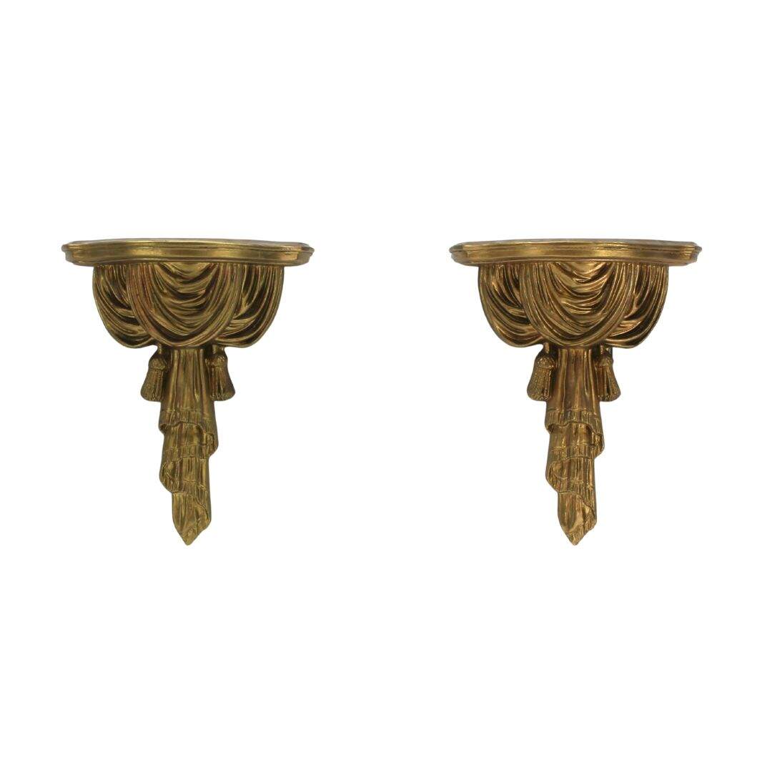 Pair of gold plaster wall sconces