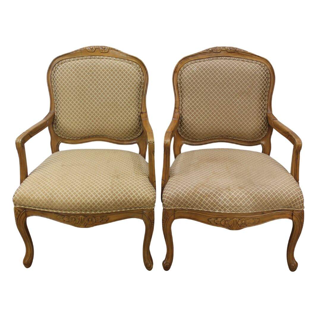 Pair of large bergere chairs, unfinished