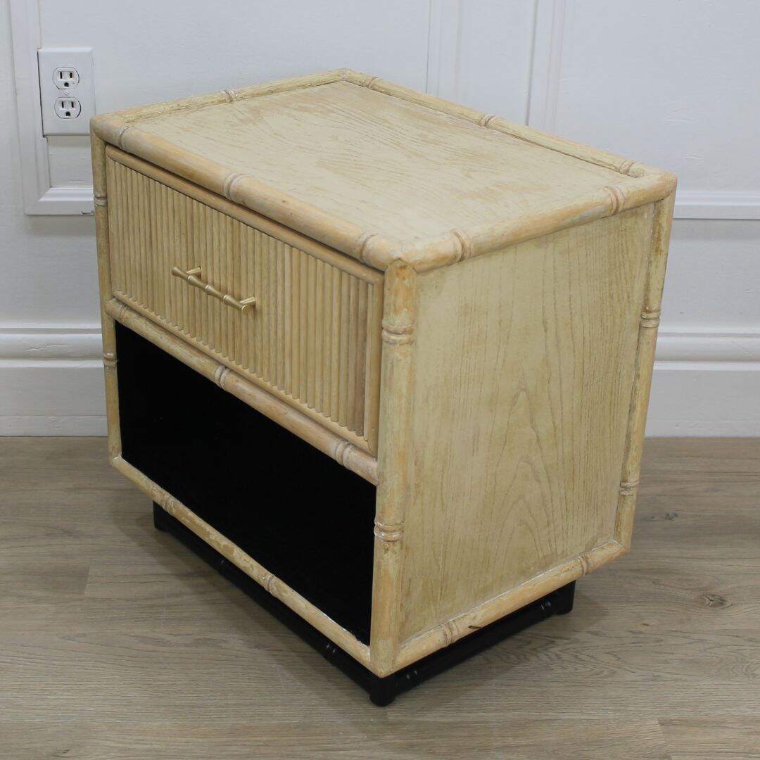 pair mid century faux bamboo night tables