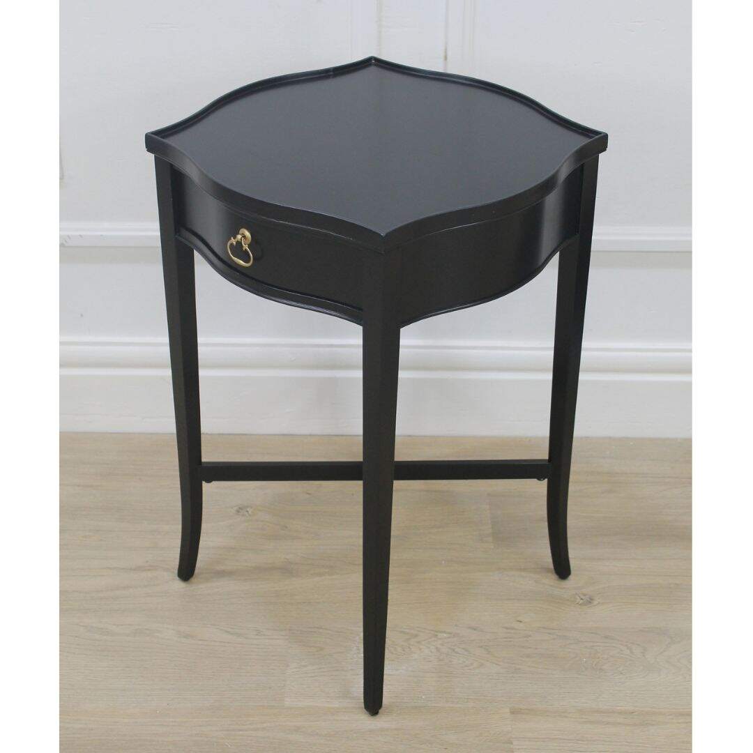 Pair of elegant black side tables with long legs