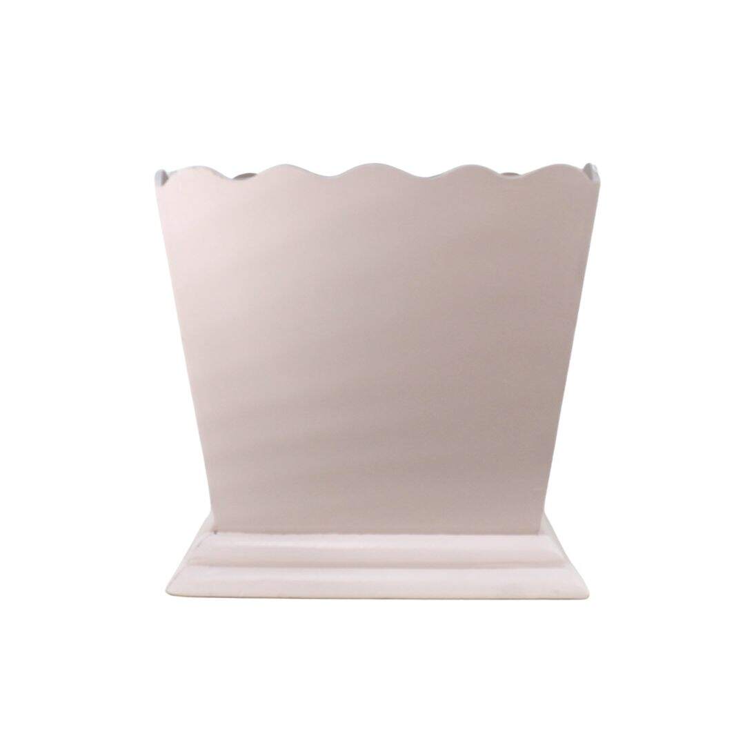 Pale pink wooden waste basket