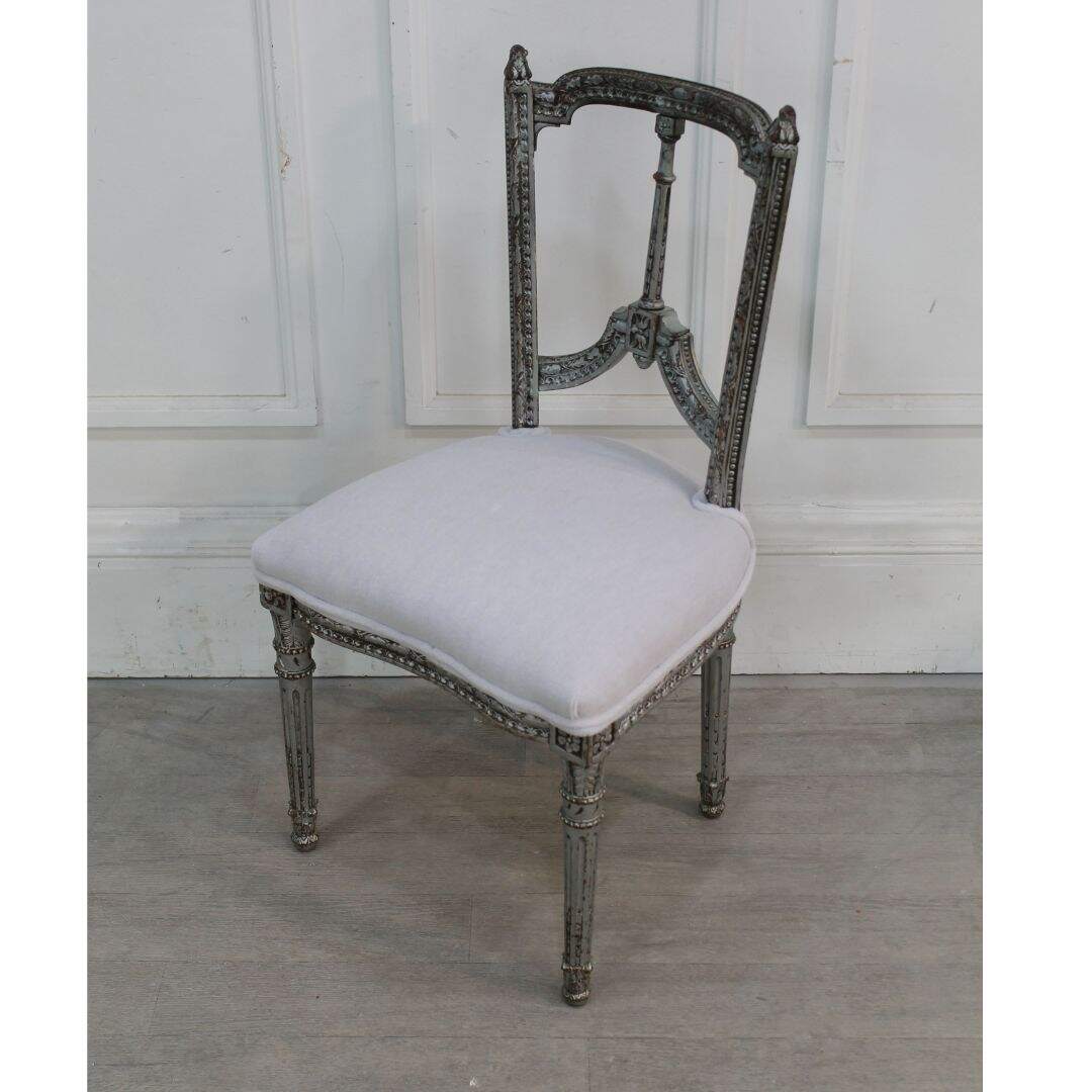 petite silver distressed chair