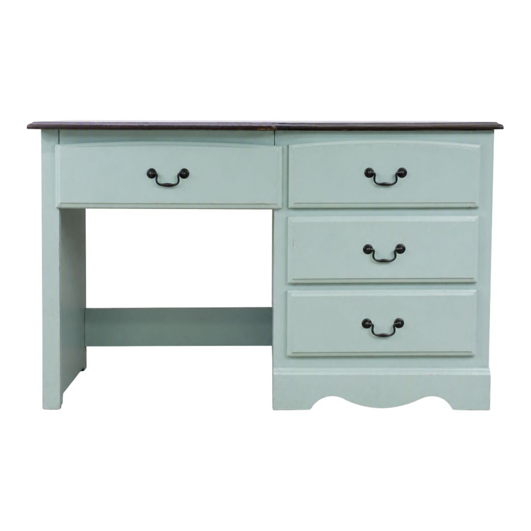 Pine desk, green with wooden top