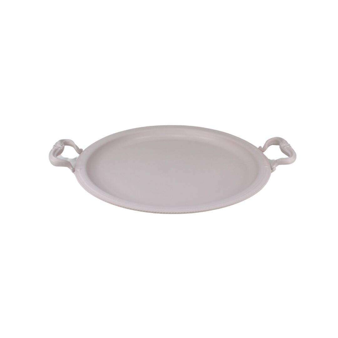 pink painted metal tray