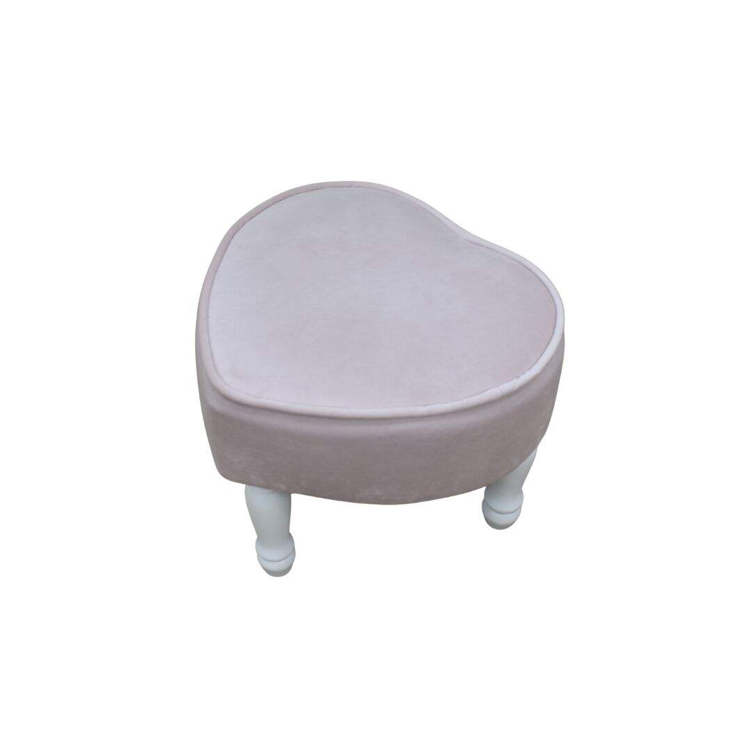 pale pink velvet heart shaped footstool