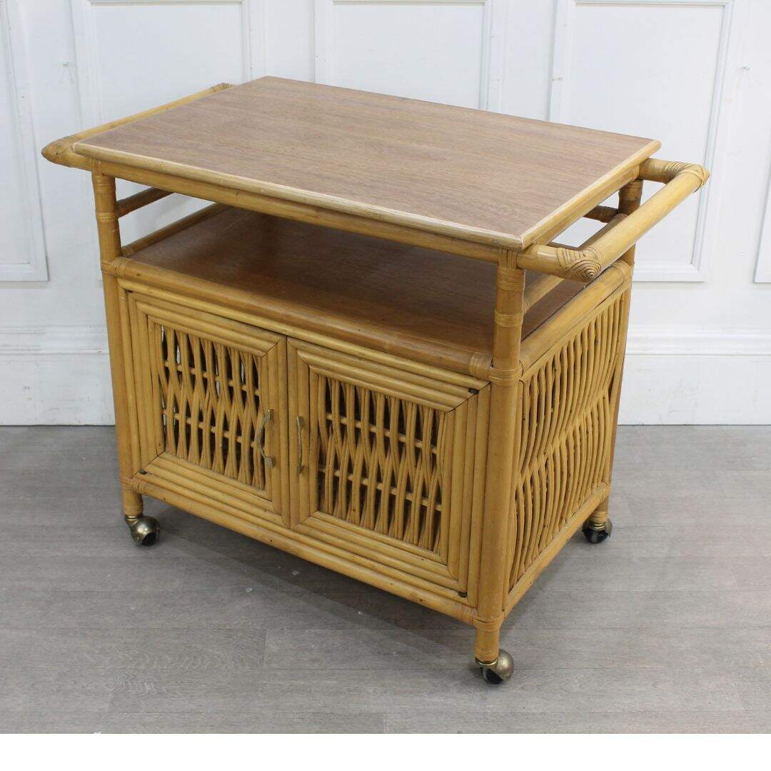 rattan bar cart