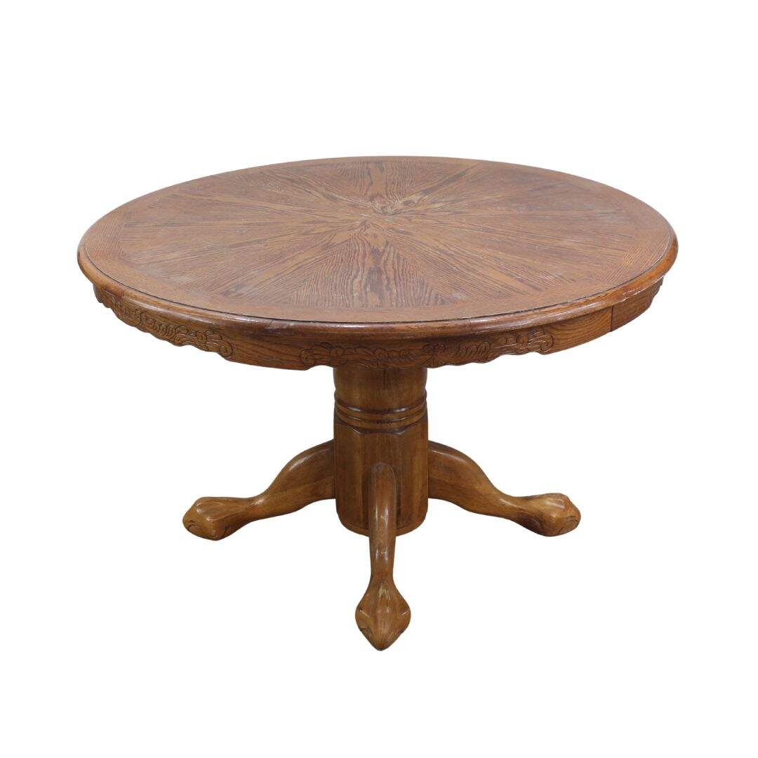 Round oak pedestal table, unfinished