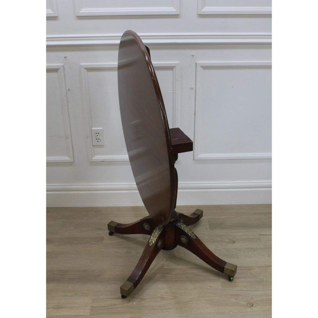 round tilt top pedestal table, unpainted