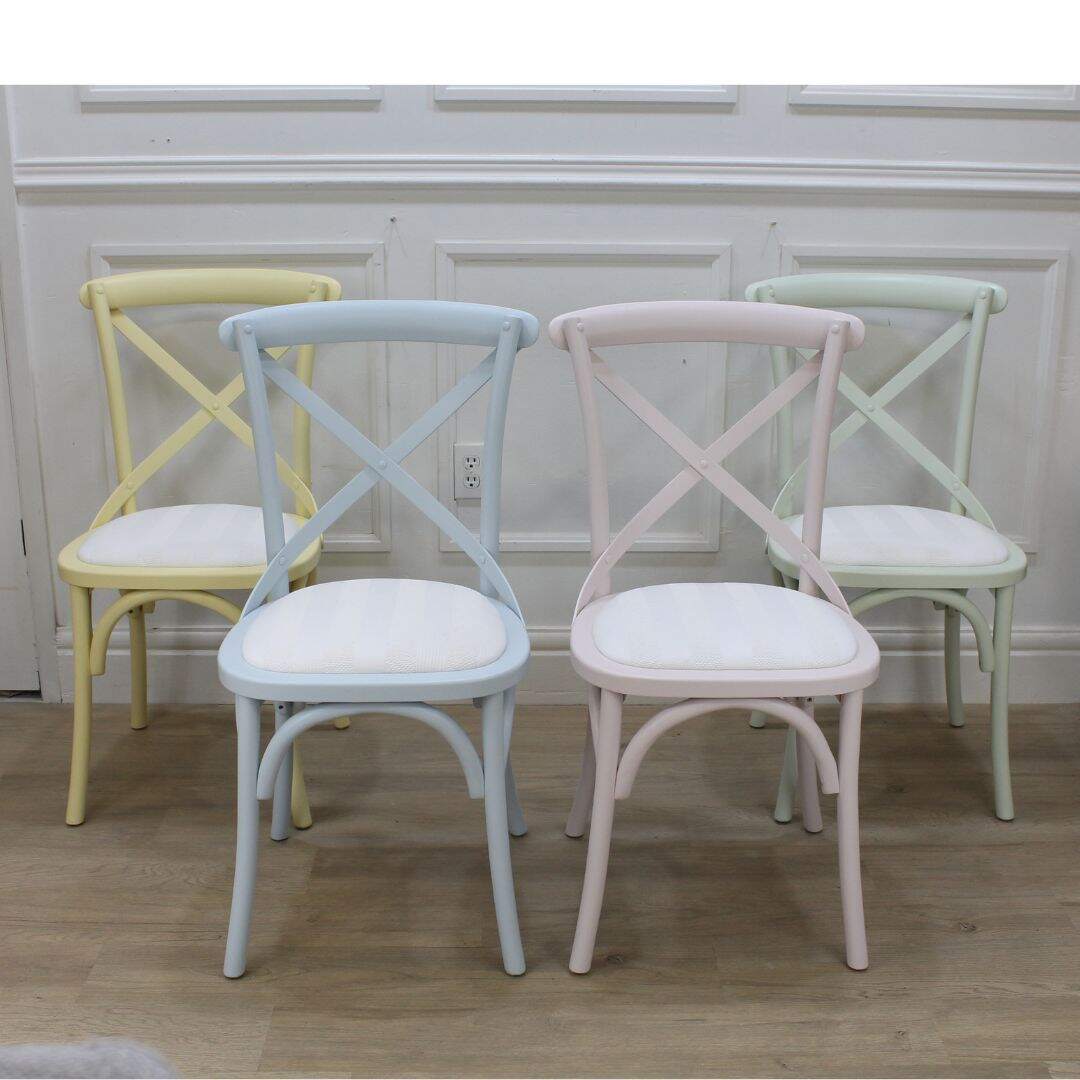 set of 4 X back chairs, pastel colours
