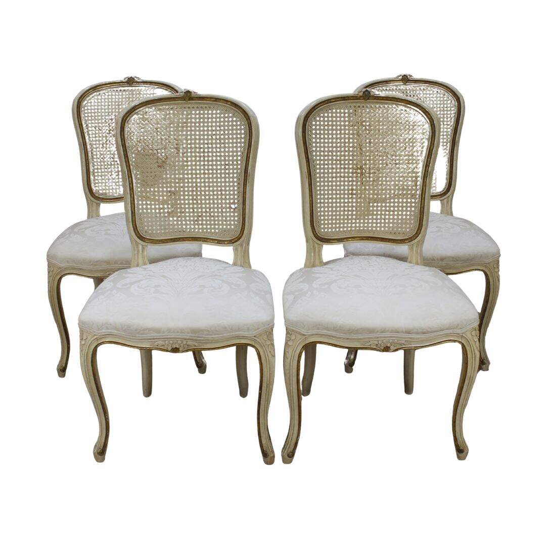 set of 4 french chairs with caning, unfinished
