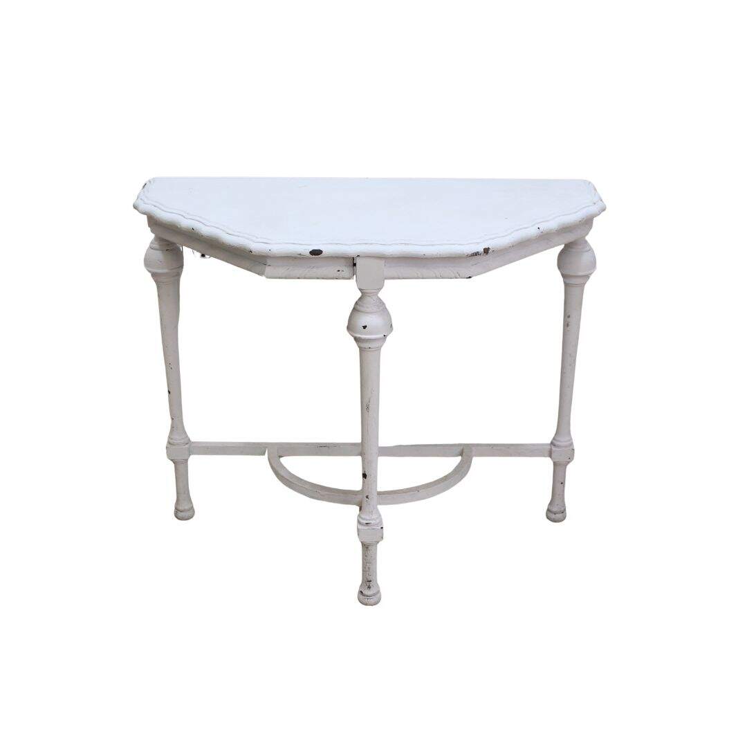 Shabby chic demi-lune side table, unpainted