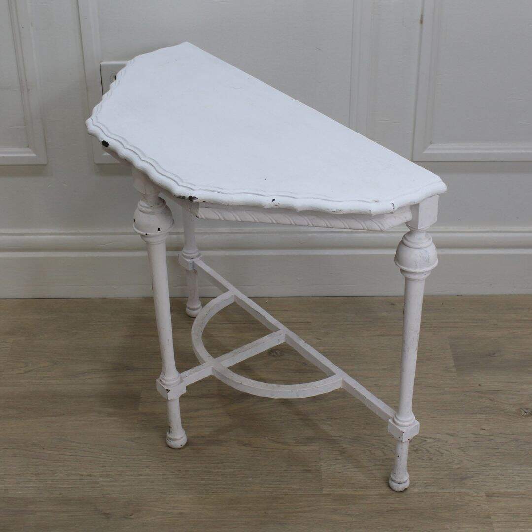 Shabby chic demi-lune side table, unpainted