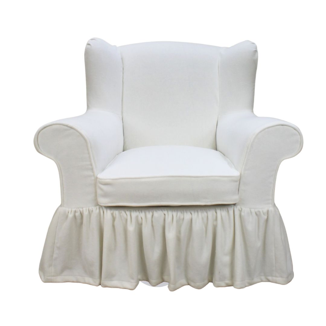 Slipcovered wing chair