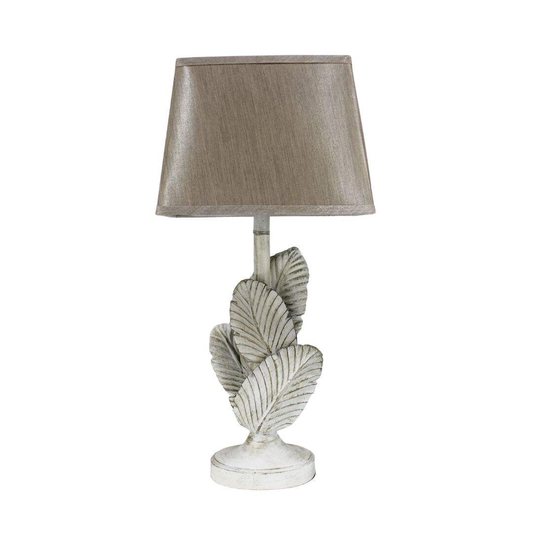 Palm leaf table lamp with rectangular shade