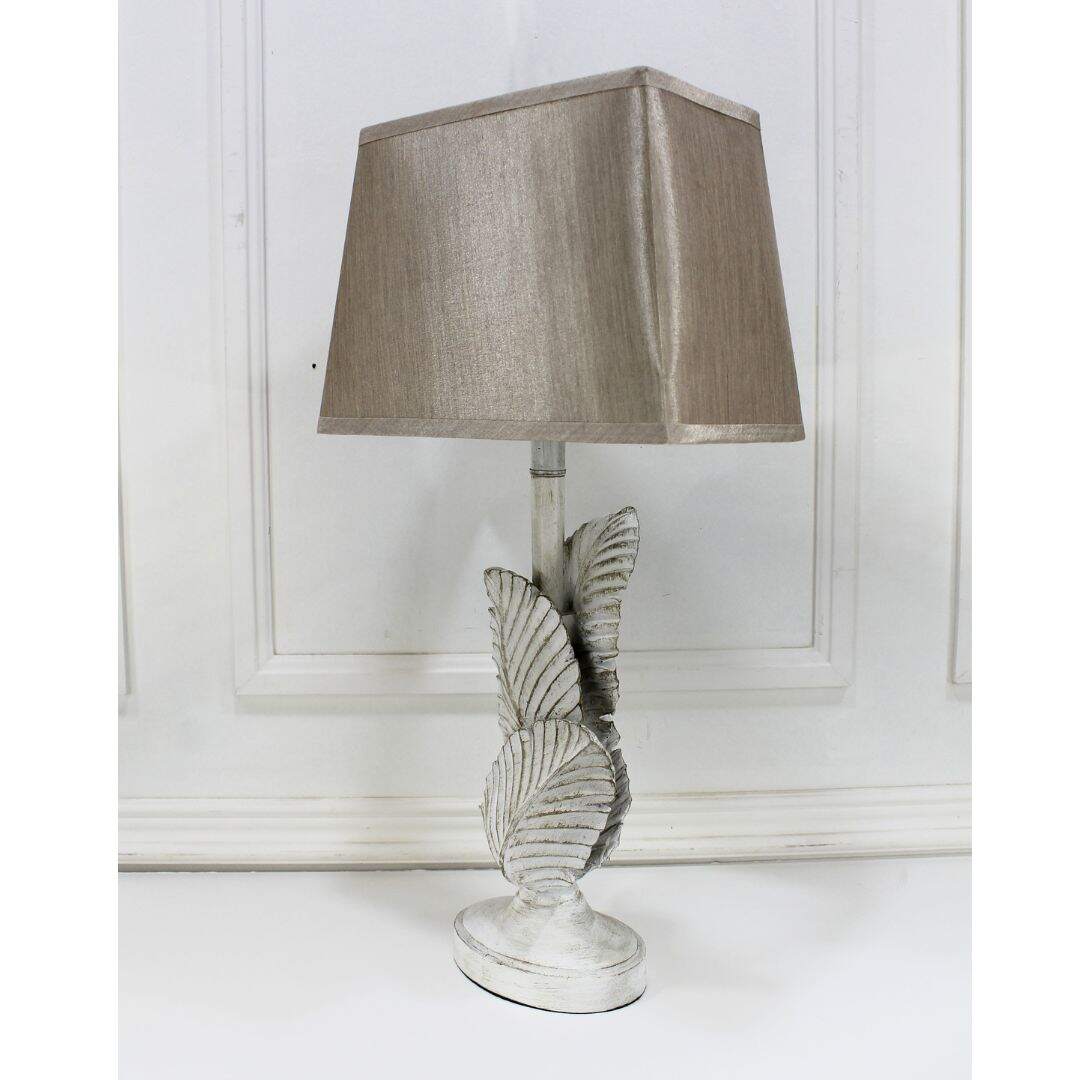 Palm leaf table lamp with rectangular shade