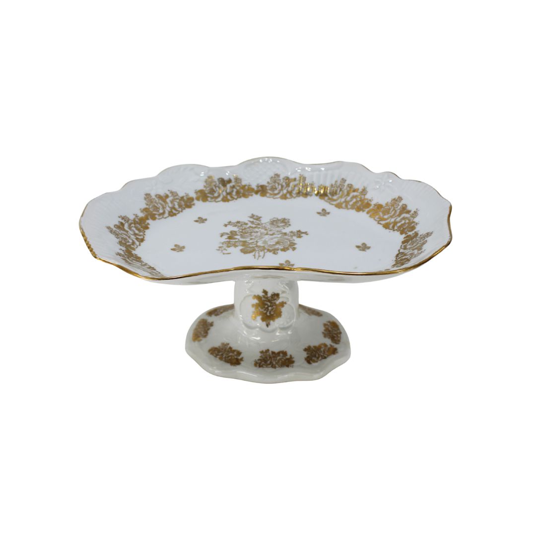 ivory/gold pedestal dish