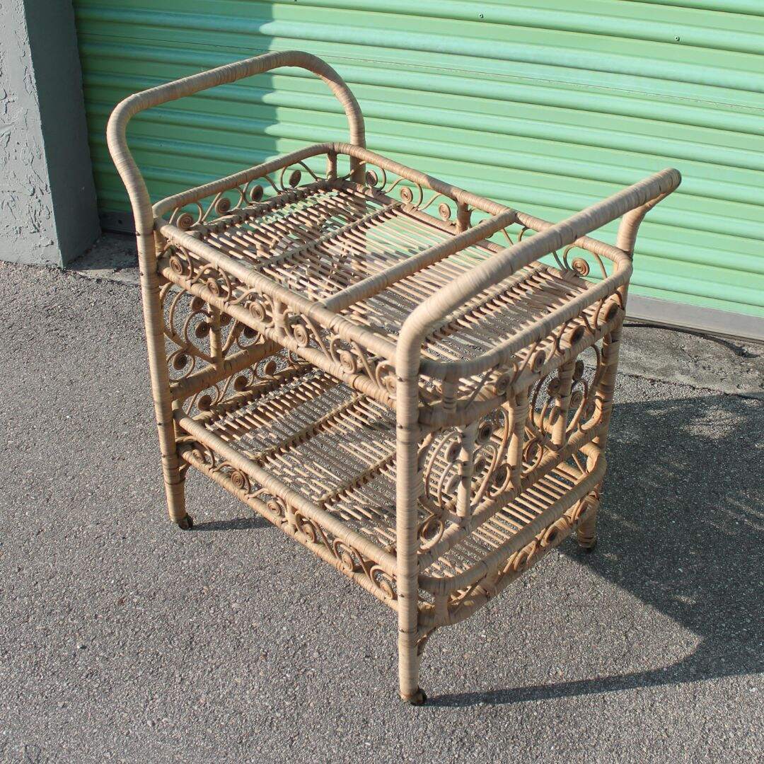 wicker bar cart