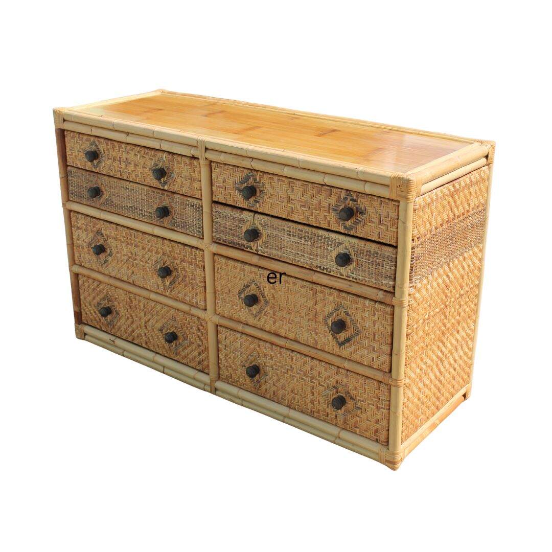 Bamboo and rattan 6 drawer dresser