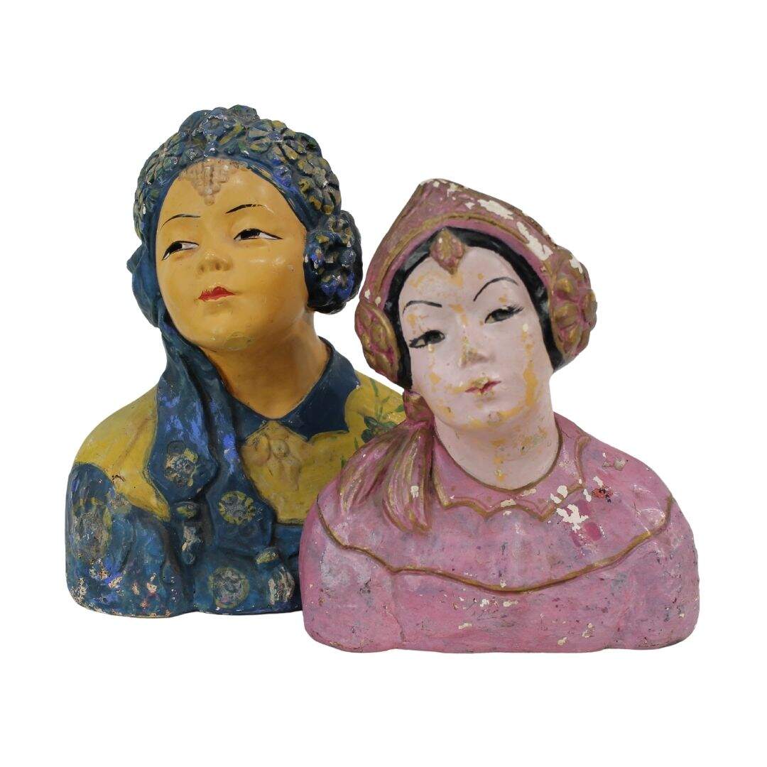 Pair of Asian plaster fiqures