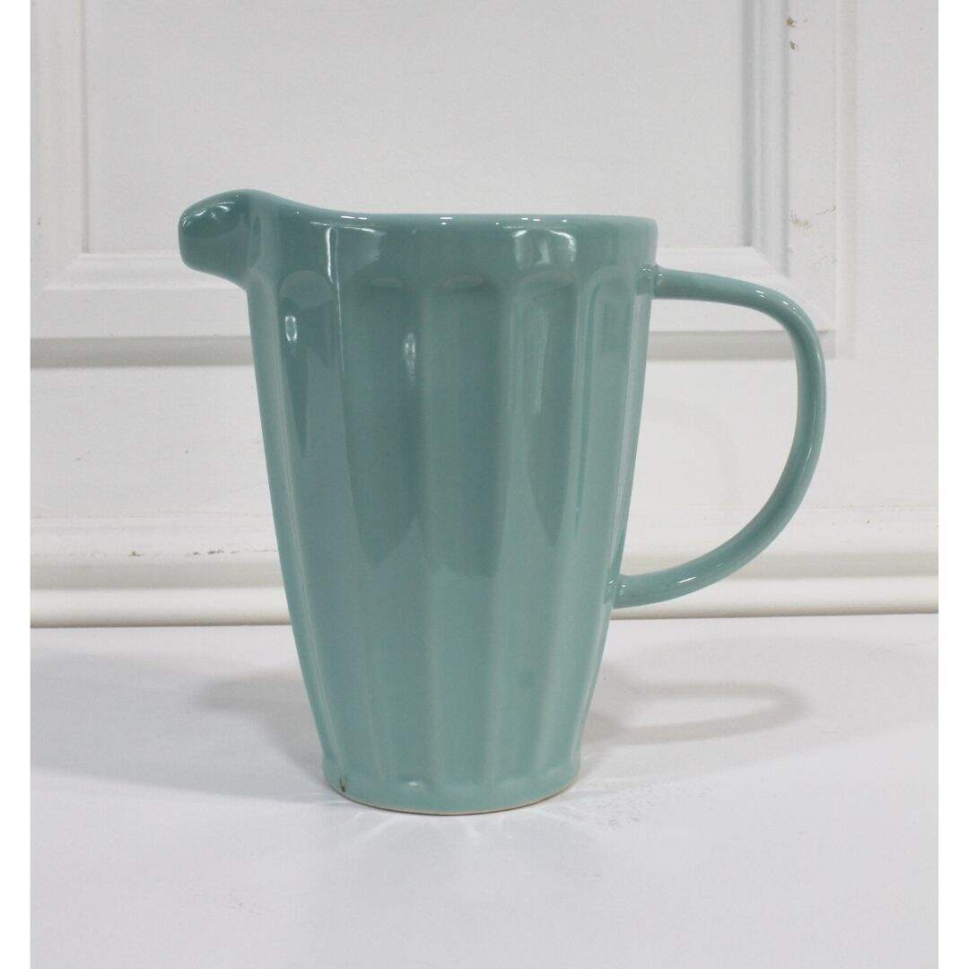 Blue ceramic pitcher