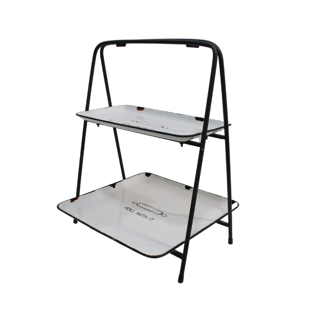 2 tiered enamel tray