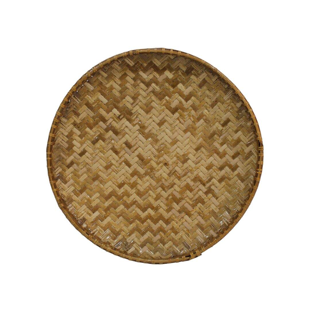 Large round rattan tray