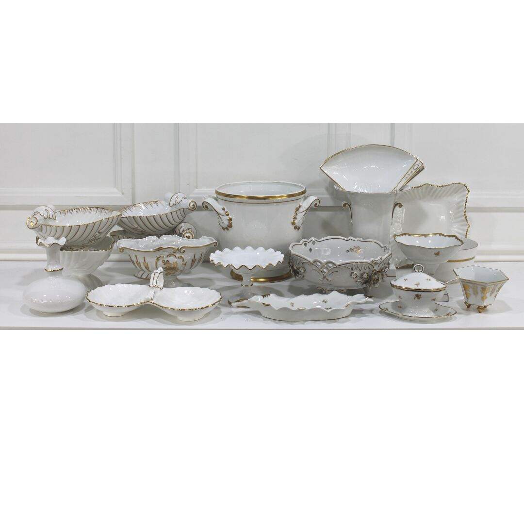 Grouping of white and gold china from Europe
