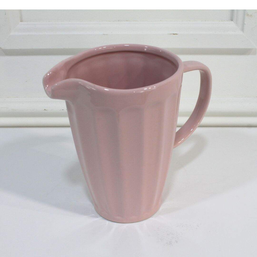 Pink ceramic pitcher