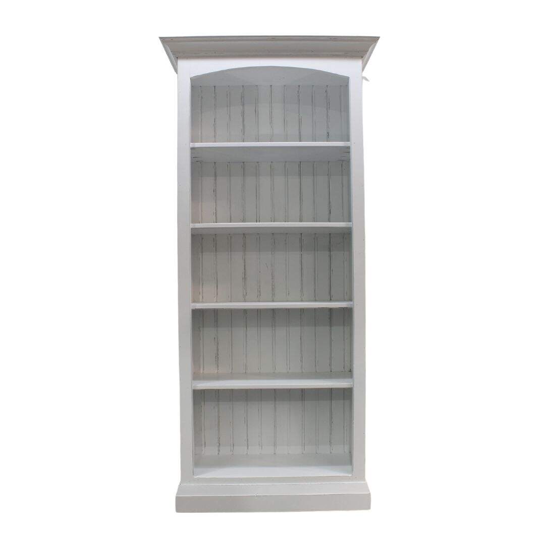 White distressed pine bookcase